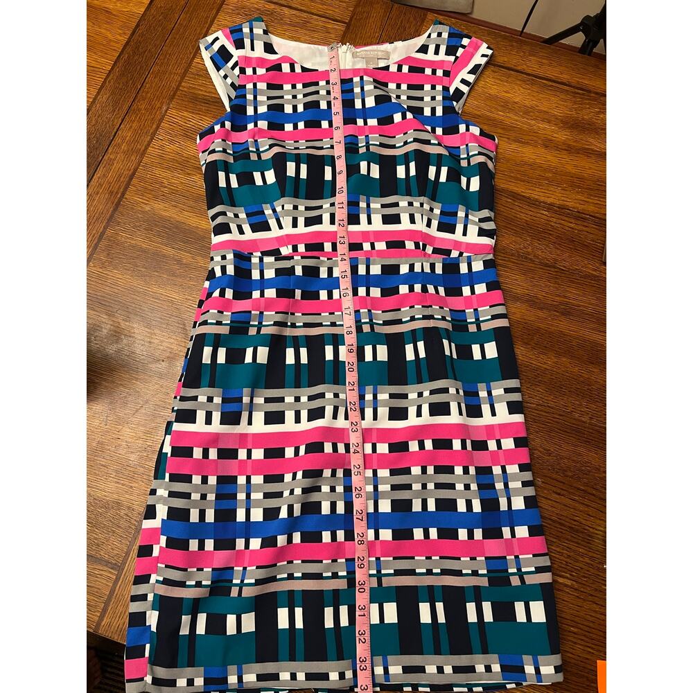 Banana Republic Multicolor Geometric Plaid Print Sleeveless Sheath Dress Size 6 - Picture 9 of 9